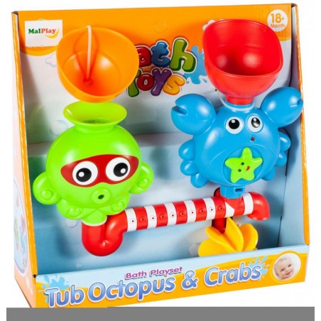 Jucarie de baie pentru copii, caracatita/crabi, prindere cu ventuze, plastic, multicolor