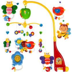 Carusel albine pentru carucior/patut, emite sunete, multicolor, plastic, multicolor