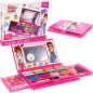 Trusa cosmetica de jucarie, accesorii incluse, oglinda, fond de ten, farduri, plastic, roz
