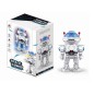 Robot interactiv cu telecomanda pentru copii, 12 discuri incluse, emite sunete si lumini, danseaza, merge, plastic, argintiu