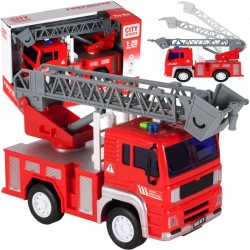 Masinuta de pompieri pentru copii, emite sunete si lumini, plastic, rosu