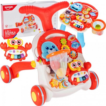 Premergator interactiv 5 in 1, emite sunete si lumini, forme geometrice, melodii, plastic, rosu