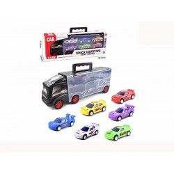 Camion cu masinute, 6 masinute incluse, 31 x 7,5 x 11 cm, plastic, multicolor