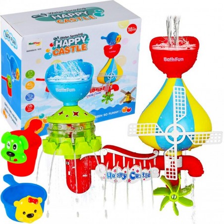 Jucarie de baie pentru copii moara de vant, prindere cu ventuze, plastic, multicolor