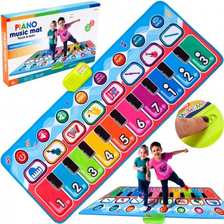 Covoras muzical interactiv cu instrumente muzicale, melodii, control volum, 130 x 48 cm, multicolor