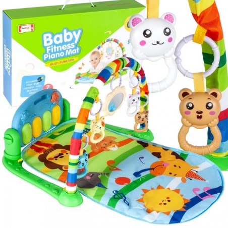 Covoras muzical interactiv girafa cu pian, sunete intrumente, melodii, 80 x 65 x 43 cm, multicolor