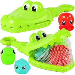 Jucarie de baie crocodil pentru copii, 3 accesorii incluse, plastic, verde