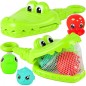 Jucarie de baie crocodil pentru copii, 3 accesorii incluse, plastic, verde Jucarie de baie crocodil pentru copii, 3 accesorii incluse, plastic, verde