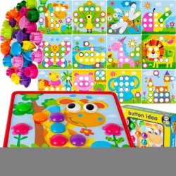 Puzzle mozaic tip ciupercute, 46 piese, 12 compozitii, 26 x 26 x 4 cm, plastic, multicolor