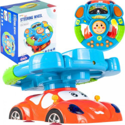 Volan interactiv masinuta cu proiector pentru copii, emite sunete si lumini, melodii, plastic, multicolor