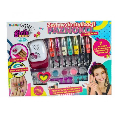 Set salon de manichiura pentru copii, accesorii incluse, lampa unghii, lac, plastic, multicolor