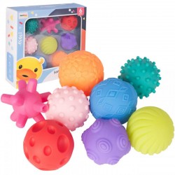 Set 8 mingi senzoriale pentru copii, cauciuc, multicolor