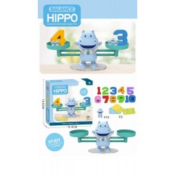 Jucarie interactiva hipopotam in echilibru, 10 numere incluse, 11 figurine, carti de joc, plastic, multicolor