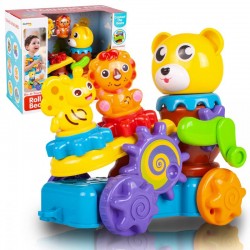 Trenulet ursulet pentru copii, lift mobil, plastic, multicolor, 19 x 14 x 5,5 cm