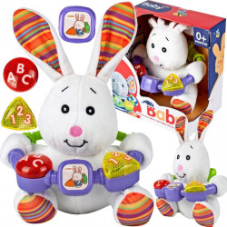 Iepuras de plus interactiv, efecte lumini si sunet, canta, vorbeste, portocaliu, 20 cm