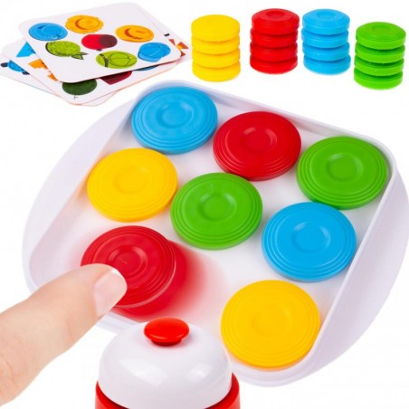 Joc puzzle pentru copii quick pucks, 16 discuri, tava, inele, plastic, multicolor