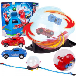 Set masinute curse/pista auto, urca pe pereti, lumini, 16 x 7 x 4 cm, plastic, multicolor
