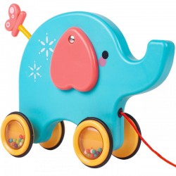 Elefant cu sfoara pentru copii, sfoara inclusa, plastic, bleu