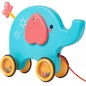 Elefant cu sfoara de tras pentru copii, sfoara 75 cm, plastic, bleu