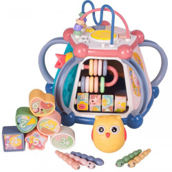 Cub interactiv cu abac, efecte sunete, numere, semne matematice, forme geometrice, sortator, plastic, multicolor