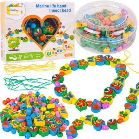 Set margele pentru confectionat bratari, 60 margele, plastic, multicolor
