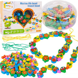 Set margele pentru confectionat bratari, 60 margele, plastic, multicolor