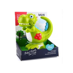 Dinozaur interactiv, emite sunete si lumini, inregistrare voce, merge, plastic, verde