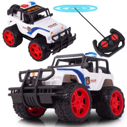 Masinuta de politie off-road cu telecomanda, 28 x 17,5 x 16,5 cm, plastic, alb
