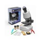 Microscop de jucarie, 3 lentile, 640x, efecte lumina, penseta, surubelnita, plastic, alb