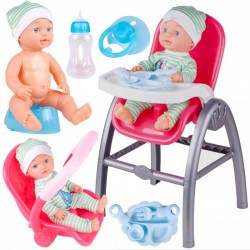 Papusa bebelus interactiva cu olita/scaun, accesorii incluse,  13 x 8 x 30 cm, plastic, verde