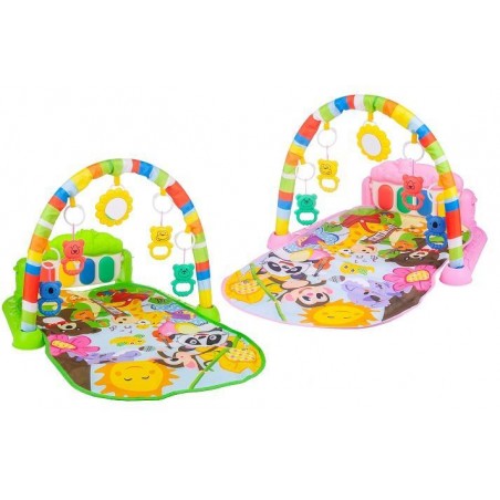 Covoras interactiv cu ursuleti, efecte sunet si lumini, oglinda, pian, 74 x 47 x 40 cm, multicolor