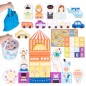 Set puzzle trafic rutier, 184 piese, cutie depozitare inclusa, 6 masinute incluse, elicopter, lemn, multicolor