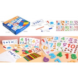 Set interactiv matematica din lemn, cifre, semne matematice, geanta depozitare, multicolor