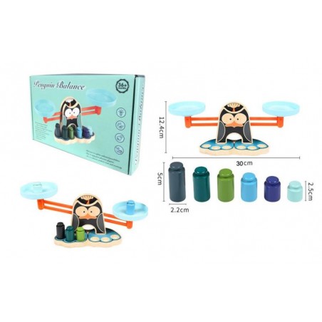 Balanta pinguin pentru copii, 6 greutati in incluse, multicolor