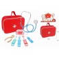 Trusa stomatologie tip borseta pentru copii, stetoscop, pense, periuta dinti, oglinda, lemn, multicolor