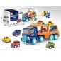 Camion remorcare pentru copii, masinute incluse, avion, surubelnita, plastic, multicolor