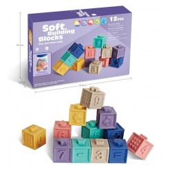 Set cuburi senzoriale pentru copii, forme geometrice, cifre, semne matematice, cauciuc, 5 x 5 x 5 cm, multicolor