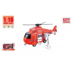 Elicopter pompieri pentru copii,  efecte lumini si sunet, 27 x 13,5 x 11 cm, plastic, rosu