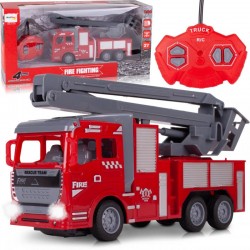 Masina de pompieri pentru copii, emite sunete si lumini, plastic, rosu