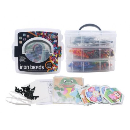 Set creativ margele de calcat, 6000 piese, pensete, multicolor