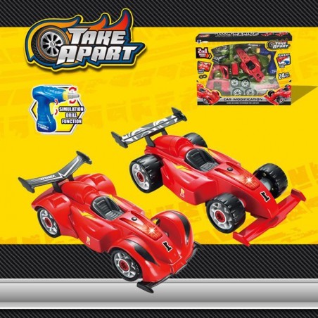 Masinuta formula 1 pentru copii, efecte sunete si lumini, 22 x 11 x 8 cm, plastic, rosu