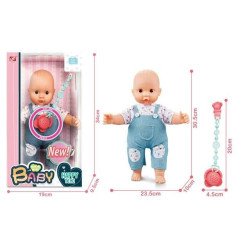 Papusa bebelus interactiva cu suzeta, plange, rade, plastic, albastru