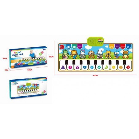 Covoras muzical interactiv cu animale, sunete intrumente, numaratoare, animale, melodii, 79 x 31 cm, multicolor