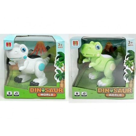 Dinozaur T-rex cu telecomanda interactiv, emite sunete si lumini, merge, danseaza, 15 x 19 x 10 cm, plastic, verde