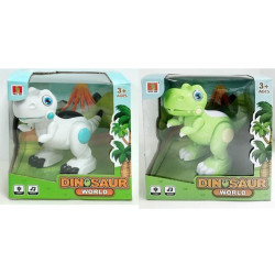 Dinozaur T-rex cu telecomanda interactiv, emite sunete si lumini, merge, danseaza, 15 x 19 x 10 cm, plastic, verde