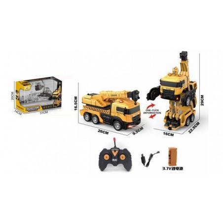 Masinuta robot cu telecomanda, emite sunete si lumini, 25 x 10 x 22 cm, plastic, portocaliu