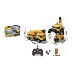 Masinuta robot cu telecomanda, emite sunete si lumini, 25 x 10 x 22 cm, plastic, portocaliu