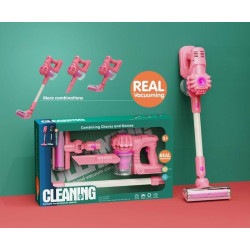 Aspirator vertical pentru copii, efecte sunete si lumini, 76 x 17 x 15 cm, plastic, roz