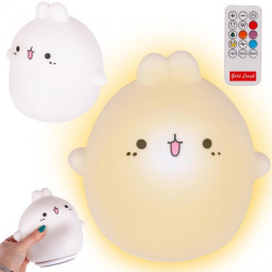 Lampa de veghe LED cu telecomanda pentru copii, 9 lumini RGB, temporizator, 6 trepte, 15 x 15 x 13 cm, plastic, alb