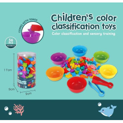 Joc educativ sortare si invatare animale marine, 56 de piese, dimensiune animale 4 x 4 cm